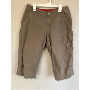 REI Crop Pants Womens 6 Tan Flat Front Pockets Outdoor Hiking Cotton Nylon